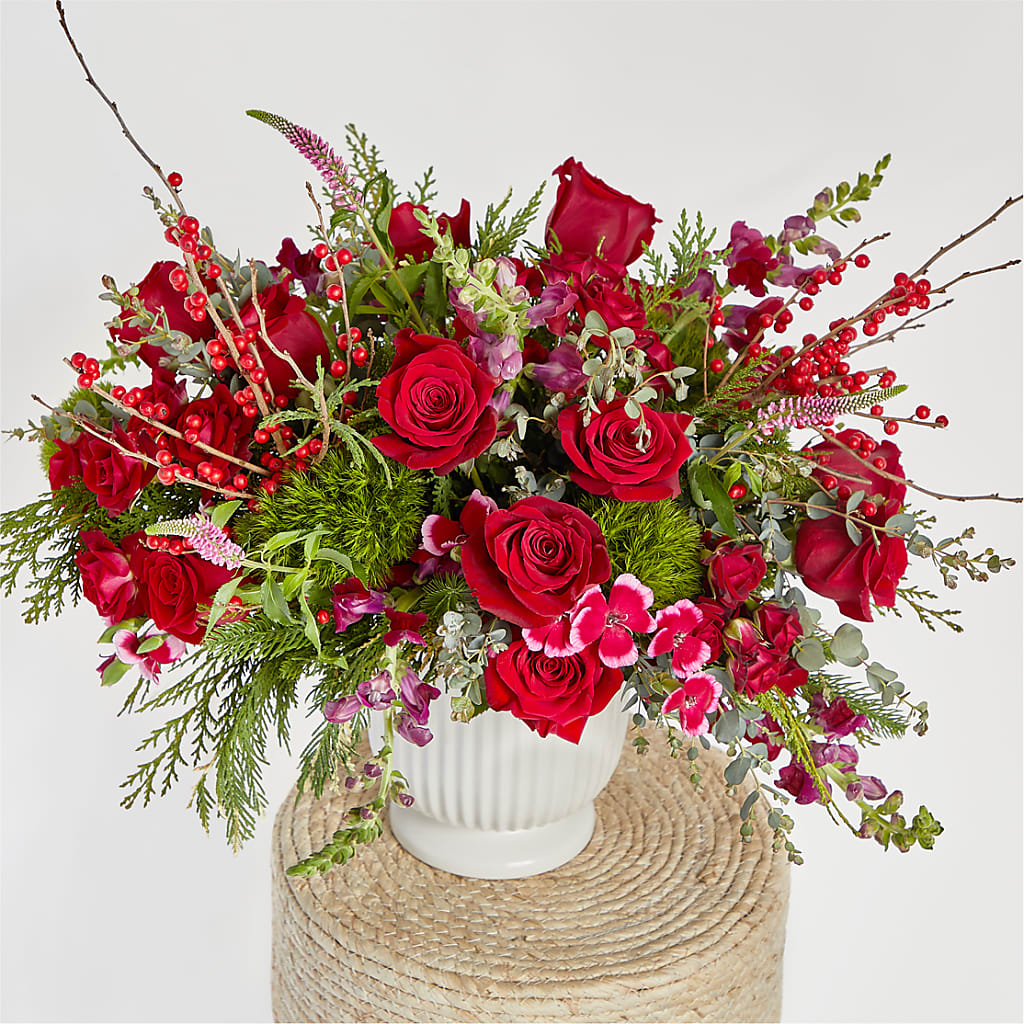 Big Red Bow Bouquet – CARLOS BLOOMS & EVENTS, Garnerville NY
