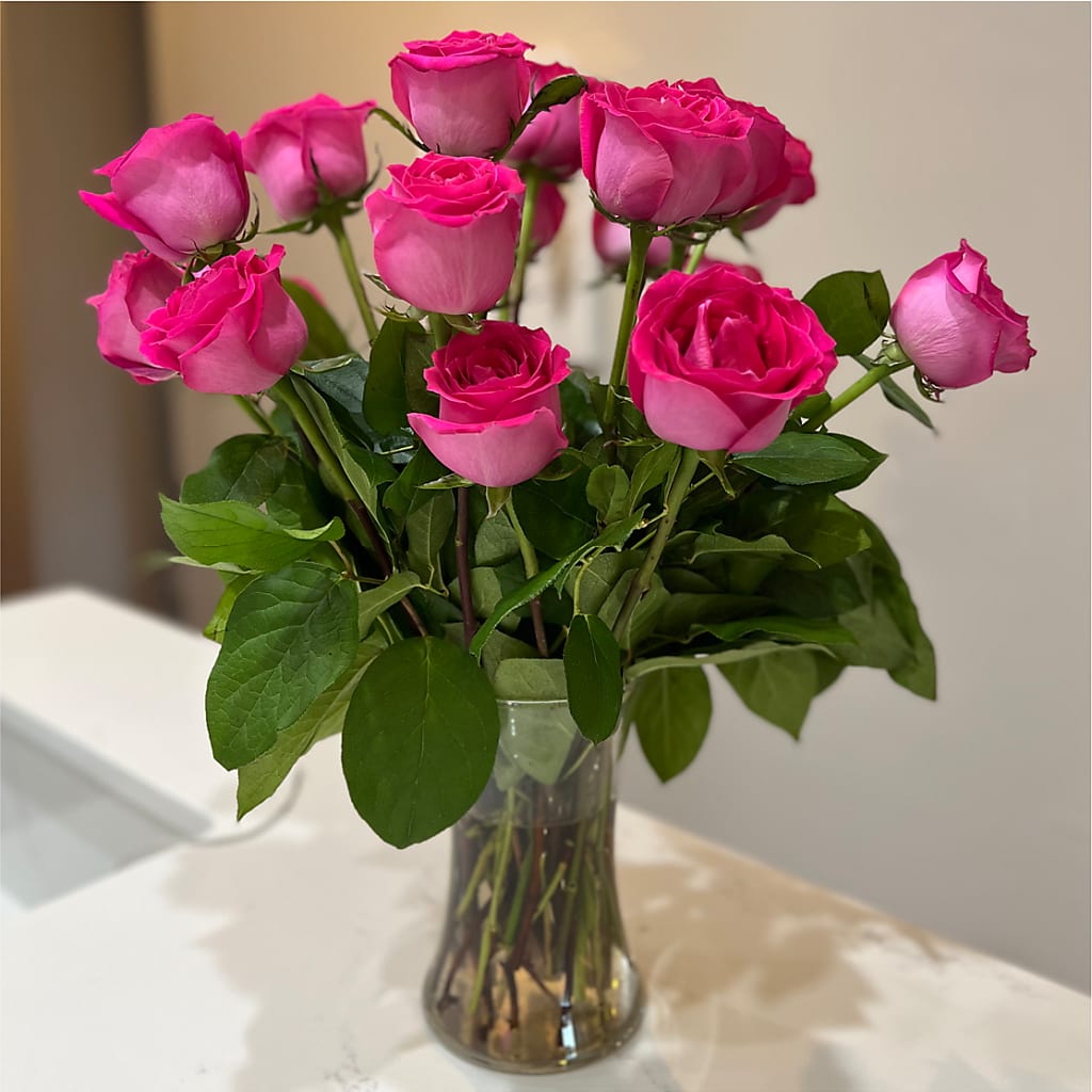 Long Stem Pink Rose Bouquet – CARLOS BLOOMS & EVENTS, Garnerville NY