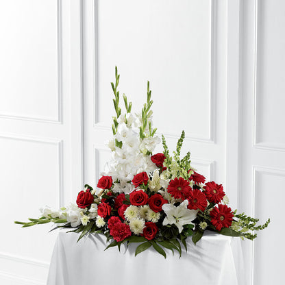 Crimson & White Arrangement – CARLOS BLOOMS & EVENTS, Garnerville NY