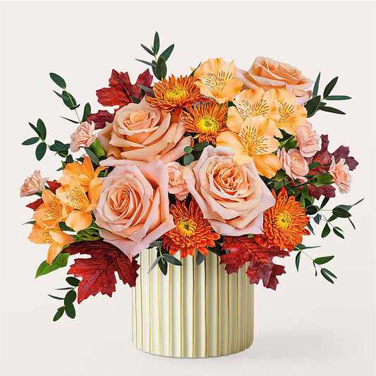 Spiced Latte Bouquet with Ivory Vase – CARLOS BLOOMS & EVENTS, Garnerville NY