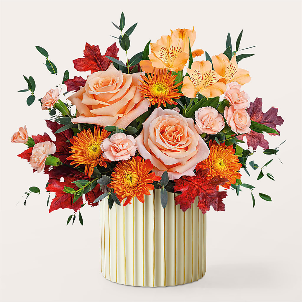 Spiced Latte Bouquet with Ivory Vase – CARLOS BLOOMS & EVENTS, Garnerville NY