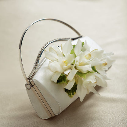 White Purse Decor – CARLOS BLOOMS & EVENTS, Garnerville NY